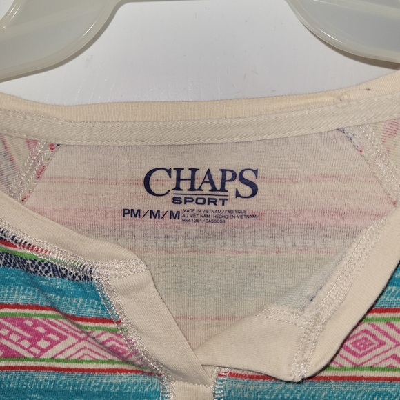 Chaps Striped Long Sleeve Top, Medium - Picture 2 of 3